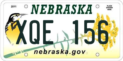 NE license plate XQE156
