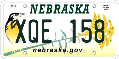 NE license plate XQE158
