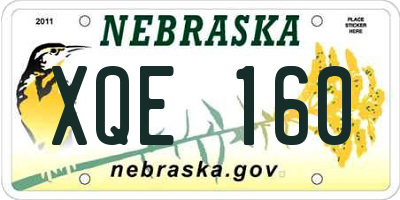 NE license plate XQE160