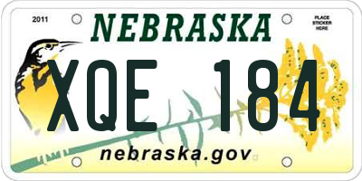 NE license plate XQE184