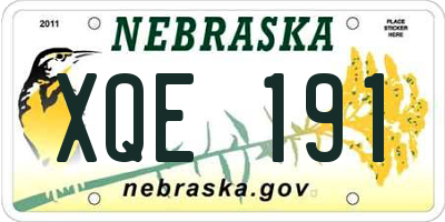 NE license plate XQE191