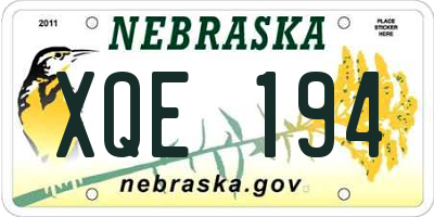 NE license plate XQE194