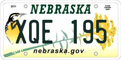 NE license plate XQE195
