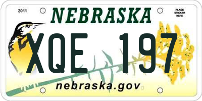 NE license plate XQE197