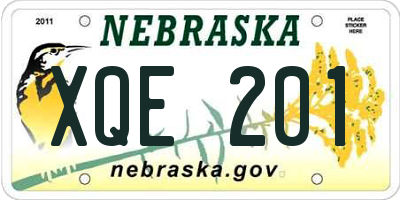 NE license plate XQE201
