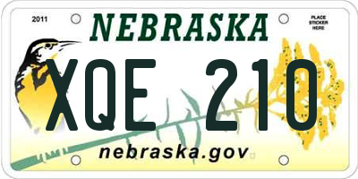 NE license plate XQE210
