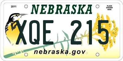 NE license plate XQE215