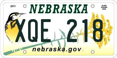 NE license plate XQE218