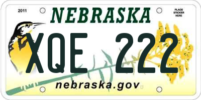 NE license plate XQE222