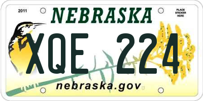 NE license plate XQE224