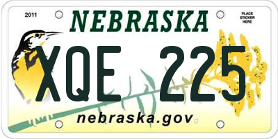 NE license plate XQE225
