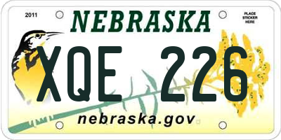 NE license plate XQE226