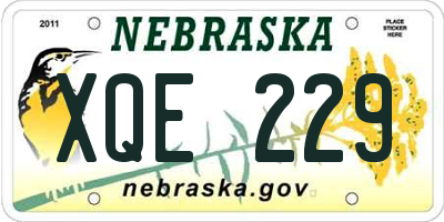 NE license plate XQE229