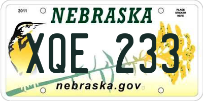 NE license plate XQE233