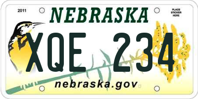 NE license plate XQE234