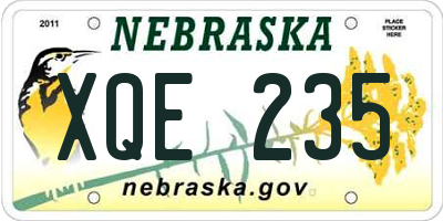 NE license plate XQE235