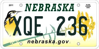 NE license plate XQE236