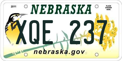 NE license plate XQE237