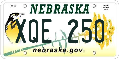 NE license plate XQE250
