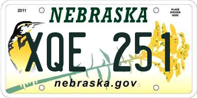 NE license plate XQE251