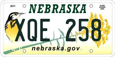 NE license plate XQE258