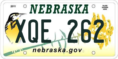 NE license plate XQE262