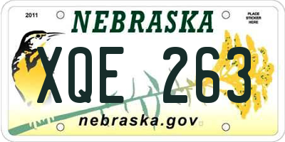 NE license plate XQE263