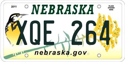 NE license plate XQE264