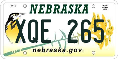 NE license plate XQE265
