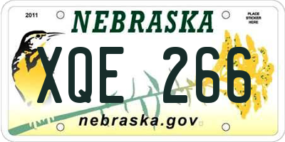 NE license plate XQE266