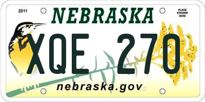 NE license plate XQE270