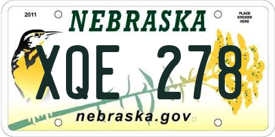 NE license plate XQE278