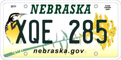 NE license plate XQE285