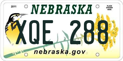 NE license plate XQE288
