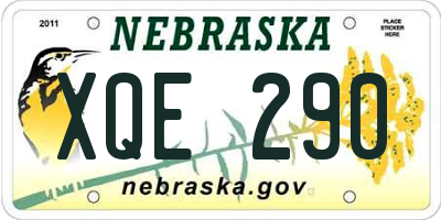 NE license plate XQE290
