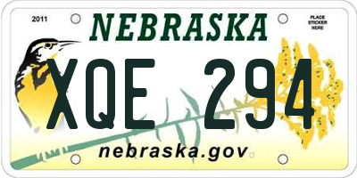 NE license plate XQE294