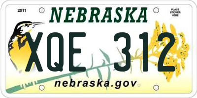 NE license plate XQE312