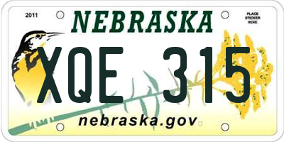 NE license plate XQE315