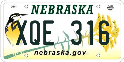 NE license plate XQE316