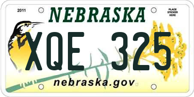 NE license plate XQE325