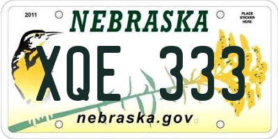 NE license plate XQE333