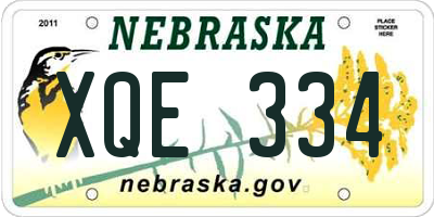 NE license plate XQE334