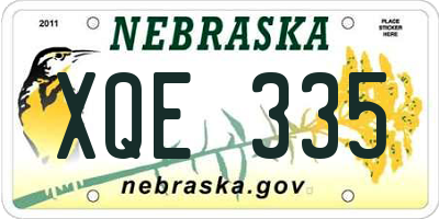 NE license plate XQE335