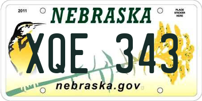 NE license plate XQE343