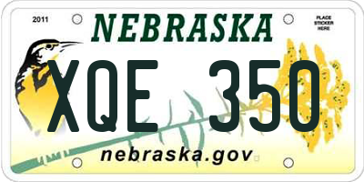 NE license plate XQE350