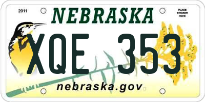 NE license plate XQE353