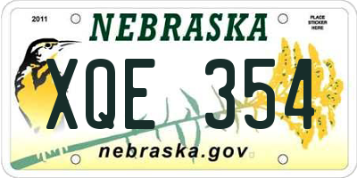 NE license plate XQE354