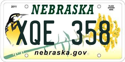 NE license plate XQE358