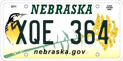 NE license plate XQE364