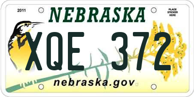 NE license plate XQE372